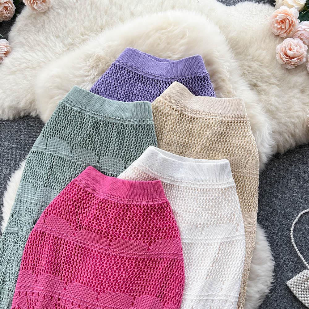 Autumn and Winter New Korean Medium-length Paragraph Elastic Hip Hook Flowers Wisp Niche Irregular Half-body Skirt