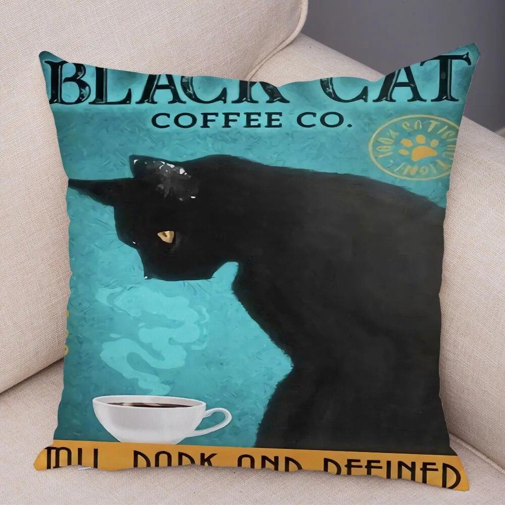Cute Pet Cartoon Animal Cushion Retro Coffee Cat Pillowcase Decoration Sofa Home Car Pillowcase