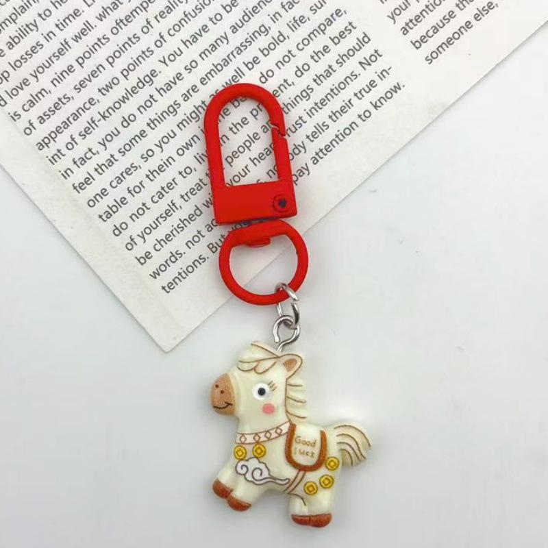 Auspicious Clouds Horse Bell Keychain: Versatile Backpack Pendant & Best Friend Gift.