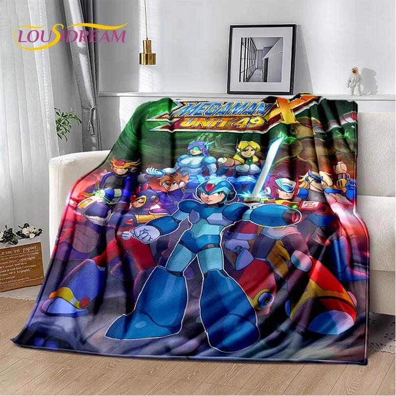 Retro Cartoon Rockman Mega Man Game Soft Flannel Blanket for Beds Bedroom Sofa Picnic,Throw Blanket for Outdoor Leisure Nap Gift