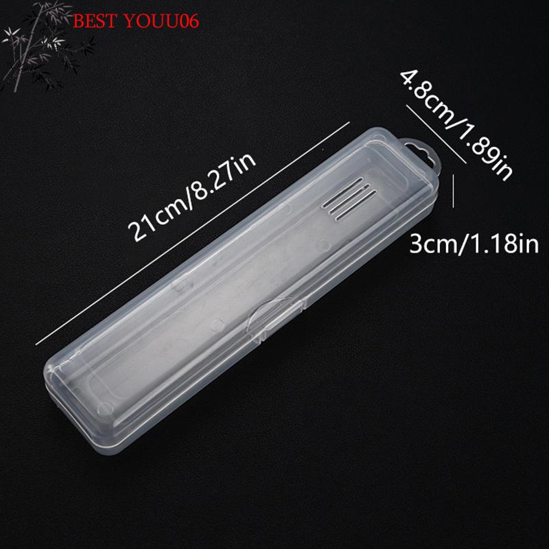 (YOUU06)3Pc Clear Portable Toothbrush Storage Box Modern Plastic Breathable Travel Toothbrush Storage Box For Travel Acessory