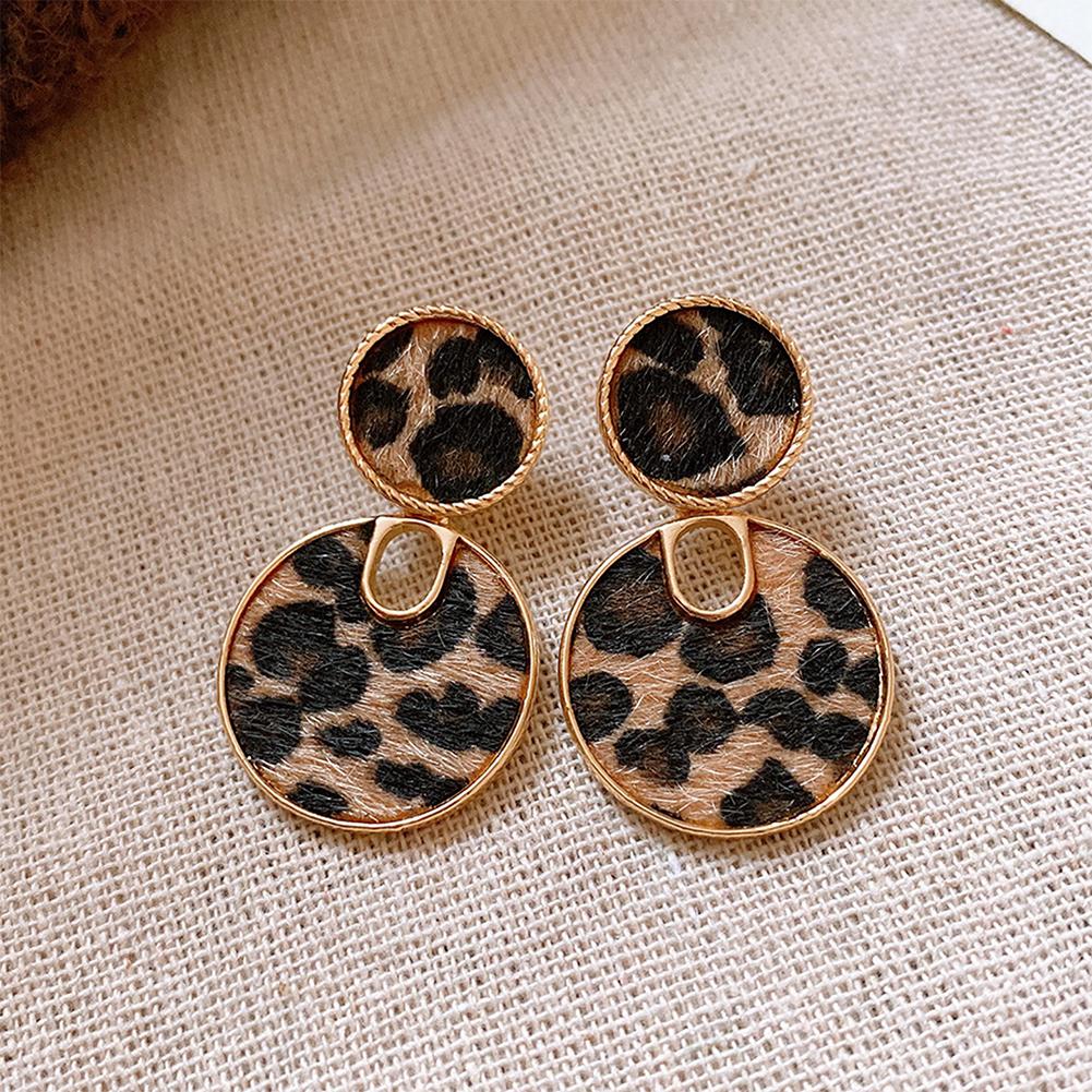 Retro Earrings Geometric Heart Leopard Print Earrings Light Luxury Earrings Fashion Accessories Gift For Women