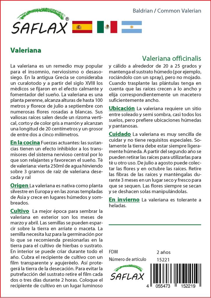 SAFLAX Garden In the Bag - Common Valerian - 200 Seeds - With Substrate In a Fitting Stand Up Bag - Valeriana Officinalis