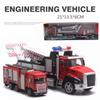1/42 2 ks tlakově lité záchranné vozidlo Hasičské auto se stahovacím světlem pro děti s hudebním modelem