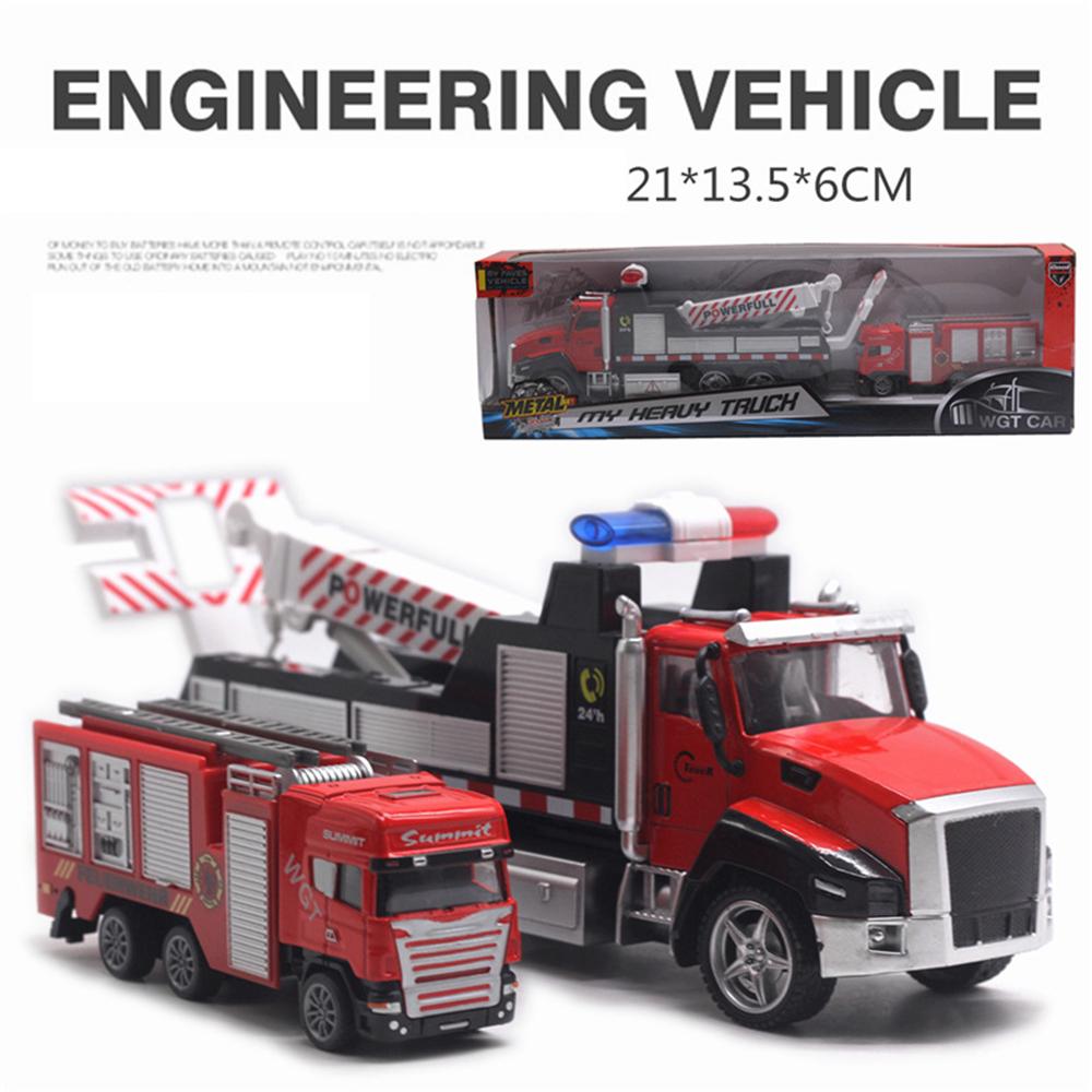 1/42 2 ks tlakově lité záchranné vozidlo Hasičské auto se stahovacím světlem pro děti s hudebním modelem