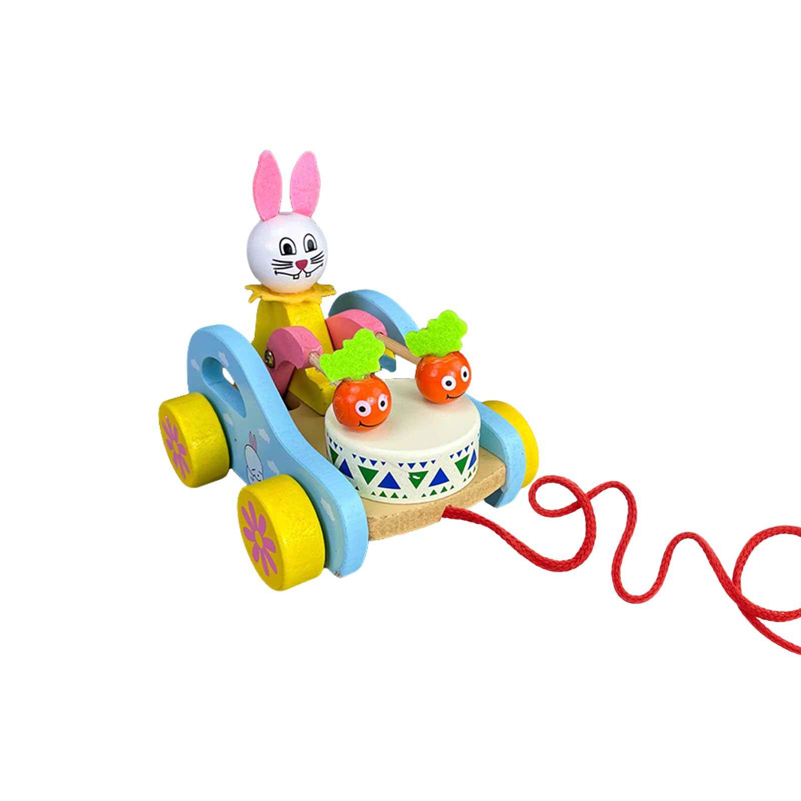 

Wooden Bear Pull Toy, Educational & Finger Training, Develops Color Recognition & Balance, Tractor-Style Pull-Back Car for Babies & Toddlers Ages 1,