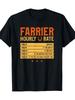 Funny Farrier Hourly Rate Joke - Sarcastic Horse Care Consultant Design T-Shirt - Black Crew Neck Tee for Equestrians