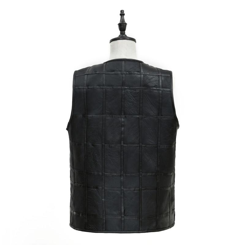 Male Winter Thick Warm Genuine Sheepskin Leather Vests Casual Men Natural Sheepskin Leather Gilets New Fashion Real Leather Vest