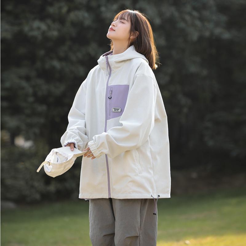 

Двусторонняя повседневная куртка с капюшоном, женский осенний тонкий топ, женская куртка свободного кроя S