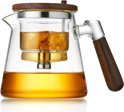 POKALOTEA with Tea Clear Glass Suitable for Direct Versatile Cup Teapot, Heat-Resistant Glass, 890ml, Push-Type Strainer, Teapot, Heat, Stylish,