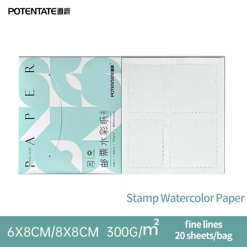 POTENTATE Watercolor Paper Fine Lines Stamp Postcard Ticket Stub Portable Paper Sketching Painting Art Supplies 20Sheets 300g