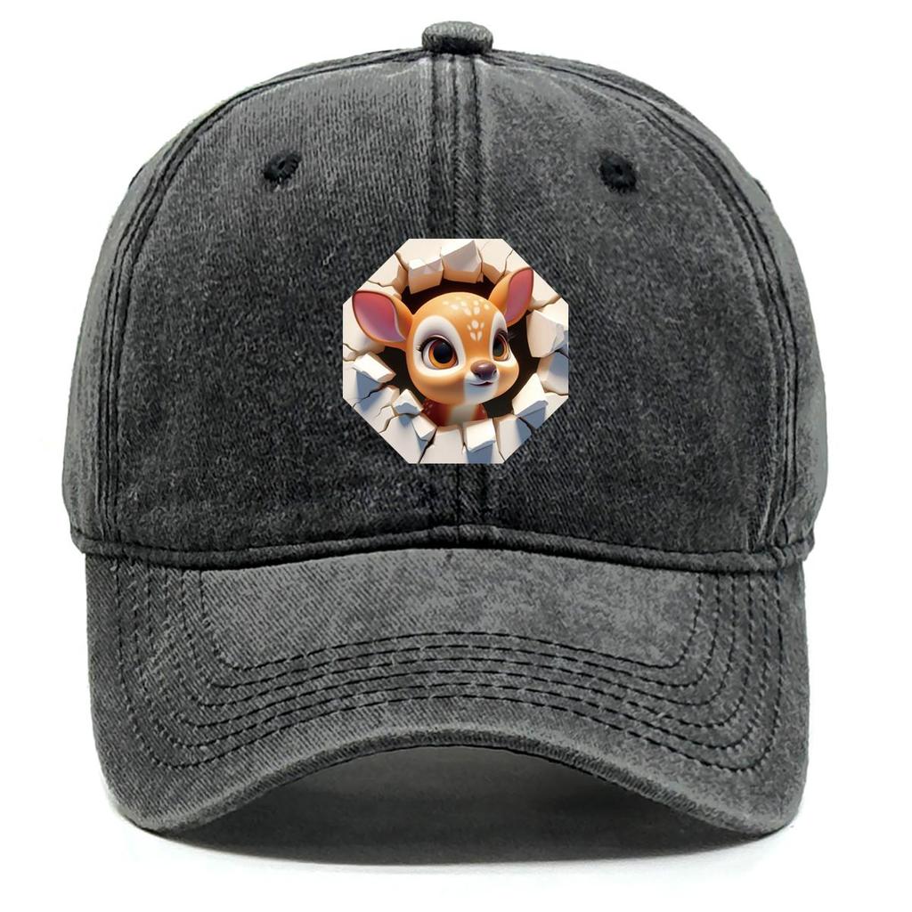 Cute Deer Print Adjustable Sun Hat, Animal Mesh Hat Trendy All-season Stylish Fashion Snapback Baseball Cap