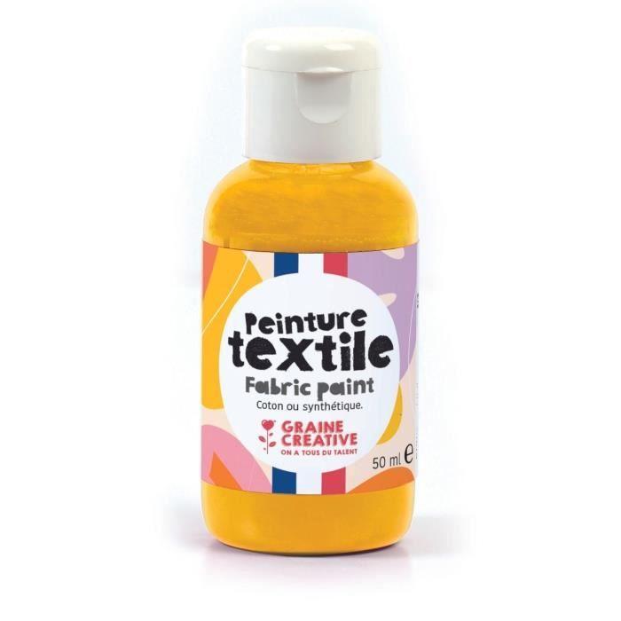 Peinture pour textile - GRAINE CREATIVE ON A TOUS DU TALENT - 50 ml - Jaune - Plastique