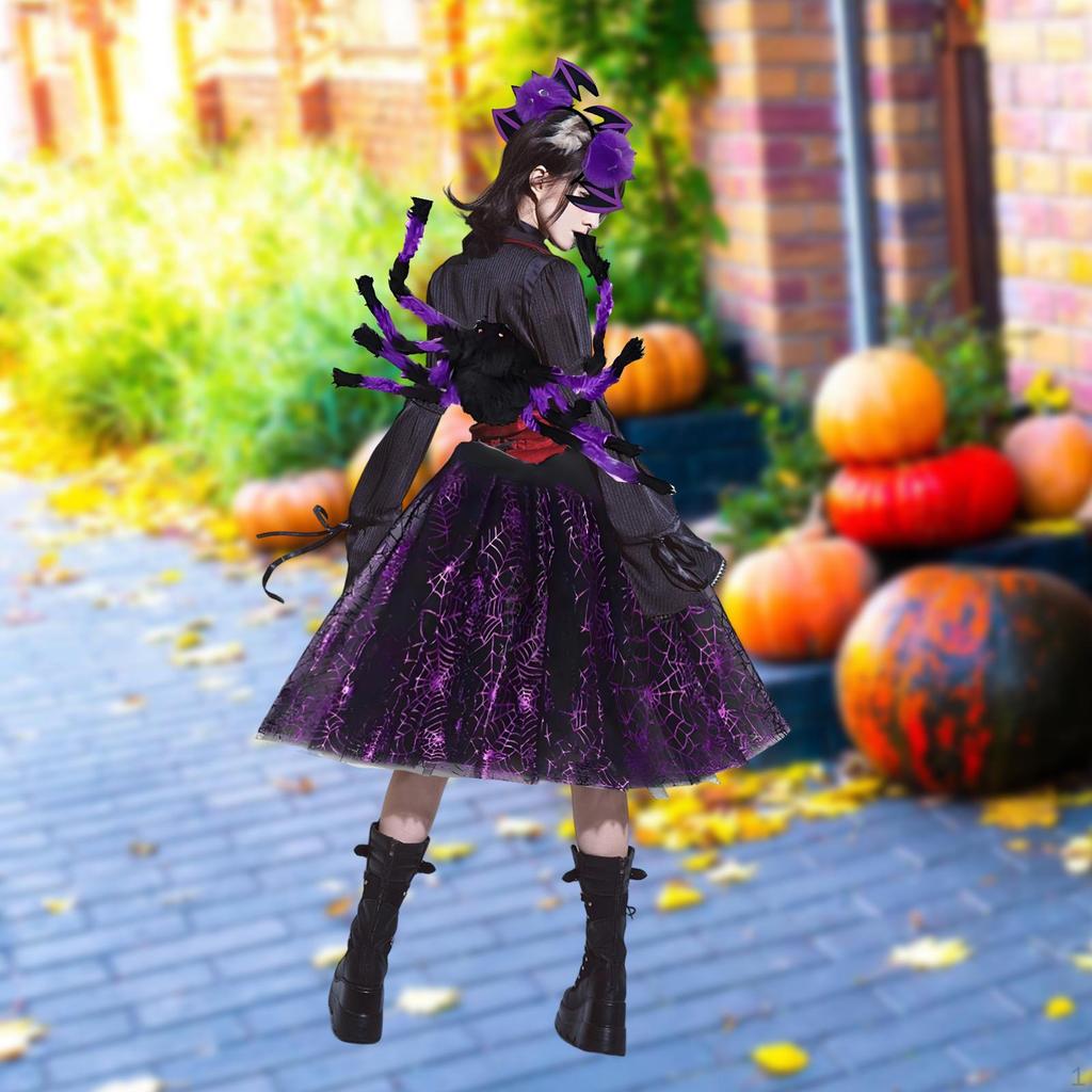 Spider Themed Girls Halloween Costume for All Day Wear Tutu Skirt and Wings