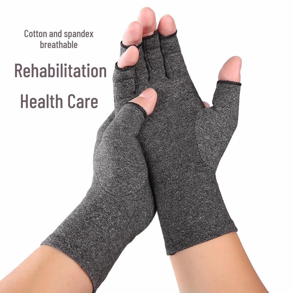 Cross-Border Health Care Rehab Half-Finger Anti-Slip Breathable Cotton Gloves