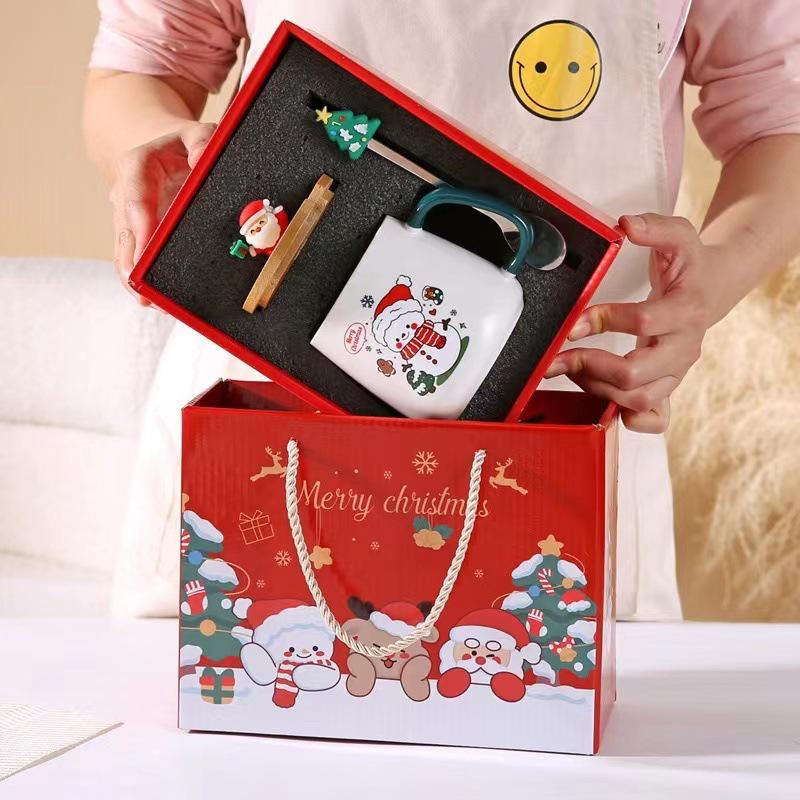 Adorable Santa Claus Ceramic Mug with Lid and Spoon Gift Set