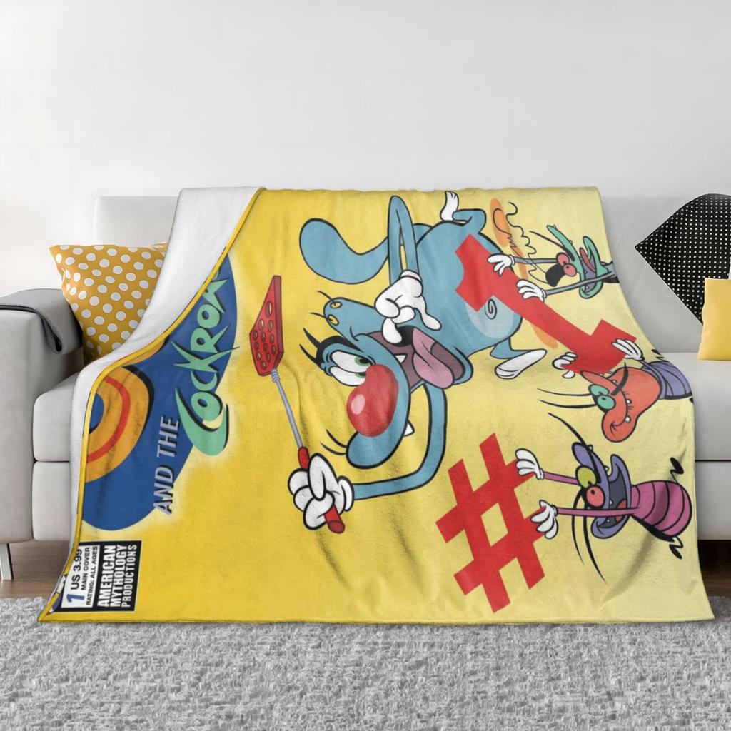 Animation Anime Film Oggy And The Cockroaches Blankets Soft Warm Flannel Throw Blanket Bedspread for Bed Living Room Picnic Sofa