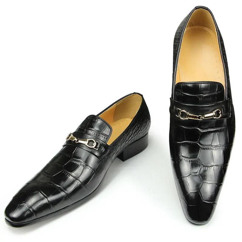 Fashion Successful Mens Loafers Business Dress Shoes Wedding Banquet Suit Italy Designer Leather Shoes Genuine Leather Pointed Toe