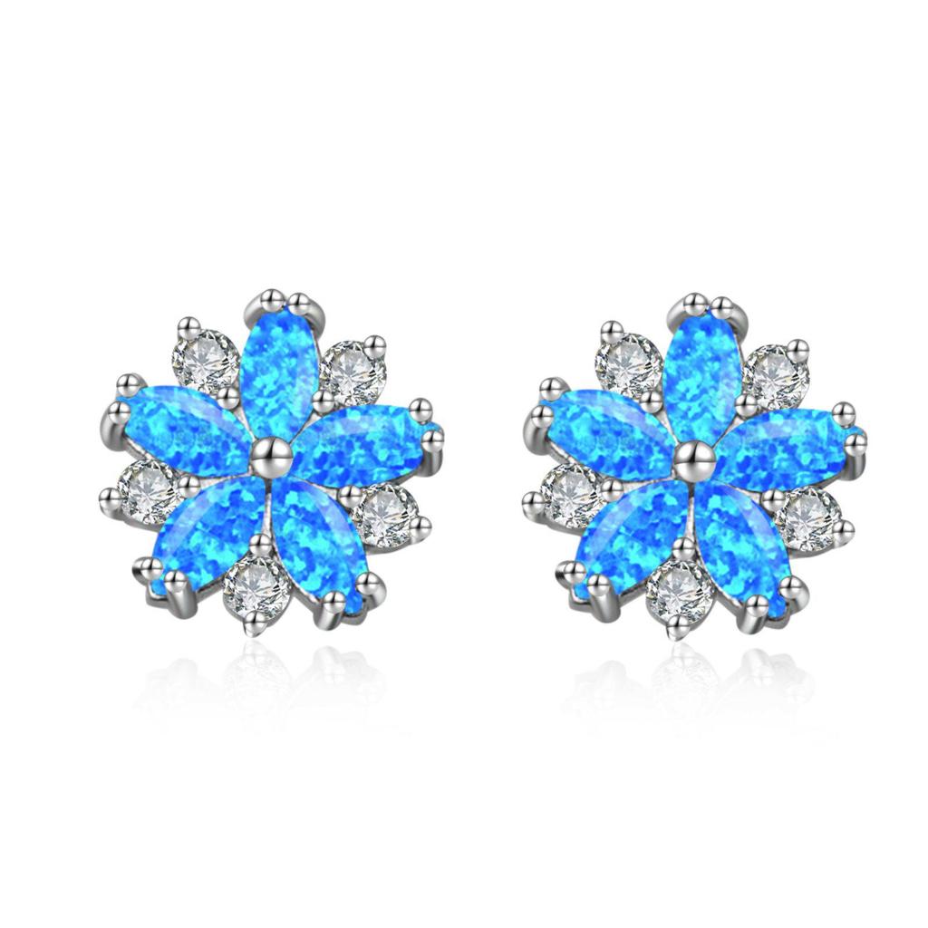 Women's Opal Flower Earrings