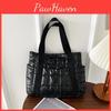 Street Style Cotton Shoulder Bag With Zipper Closure And Large Capacity