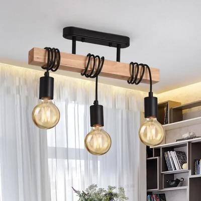Retro lustr Stropní svítidlo Dřevěné Umělecké Kroucené Stropní/Závěsné lampy pro Obývací pokoj Jídelnu Ložnici