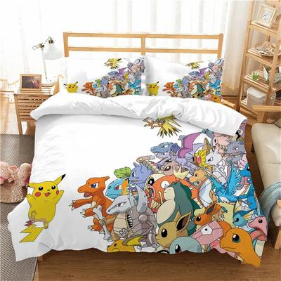 Pokemon 3D Pikachu Bettbezüge Anime Bedruckte Bettwäsche für Kinder Jungen Mädchen Erwachsene Kinder Bettwäsche Set Weihnachtsgeschenk