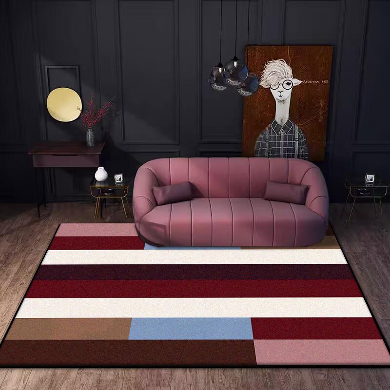 Jednoduchý pruhovaný koberec Moderní lehký luxus Velká plocha Koberečky pod pohovku do obývacího pokoje Severský dekor ložnice Koberec Domácí pokoj Plyšové koberce