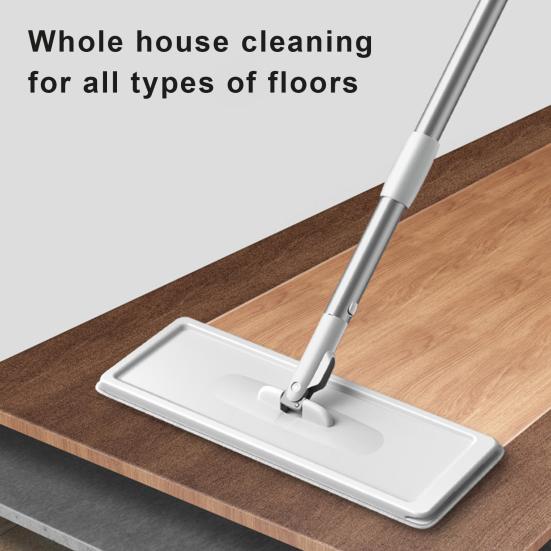 Flat Squeeze Mop Bucket Set with Long Handle 360-Degree Rotation Dry Wet Use Tile Floor Cleaning Mop with Wringer Kit