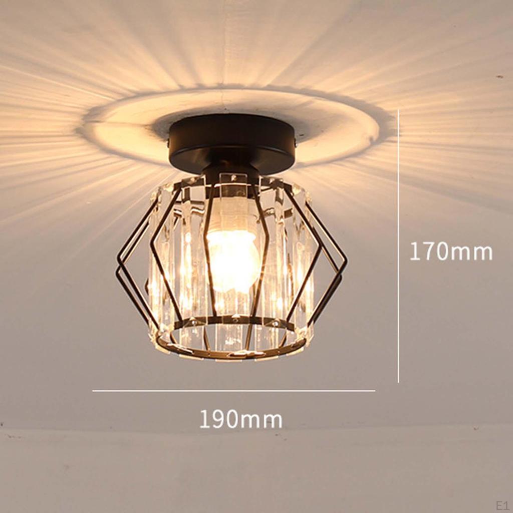 Crystal Ceiling Light Semi Indoor Lighting Metal 27 Base Decorative Lamp Mini Chandelier for