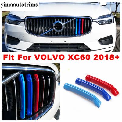Grille Avant Tricolore Bande de Calandre Moulure Décoration Cache Garniture Pour VOLVO XC60 2018 - Accessoires en Plastique Kit Extérieur