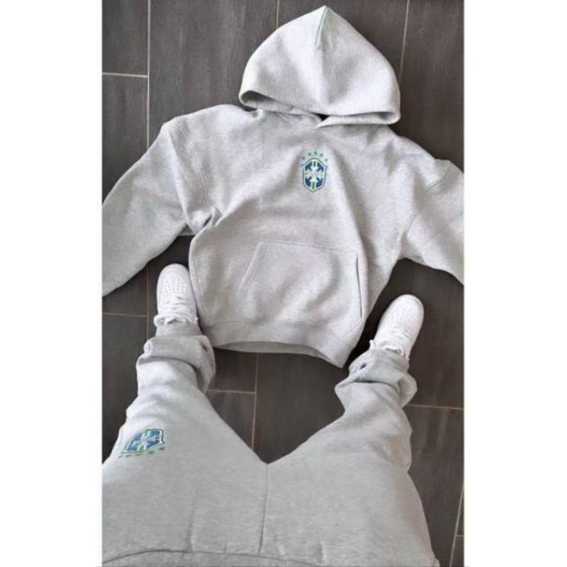 Y2K Streetwear Kapuzen-Oversize-Sweatshirt-Set Mit Print - Damen Freizeit-Lounge-Wear