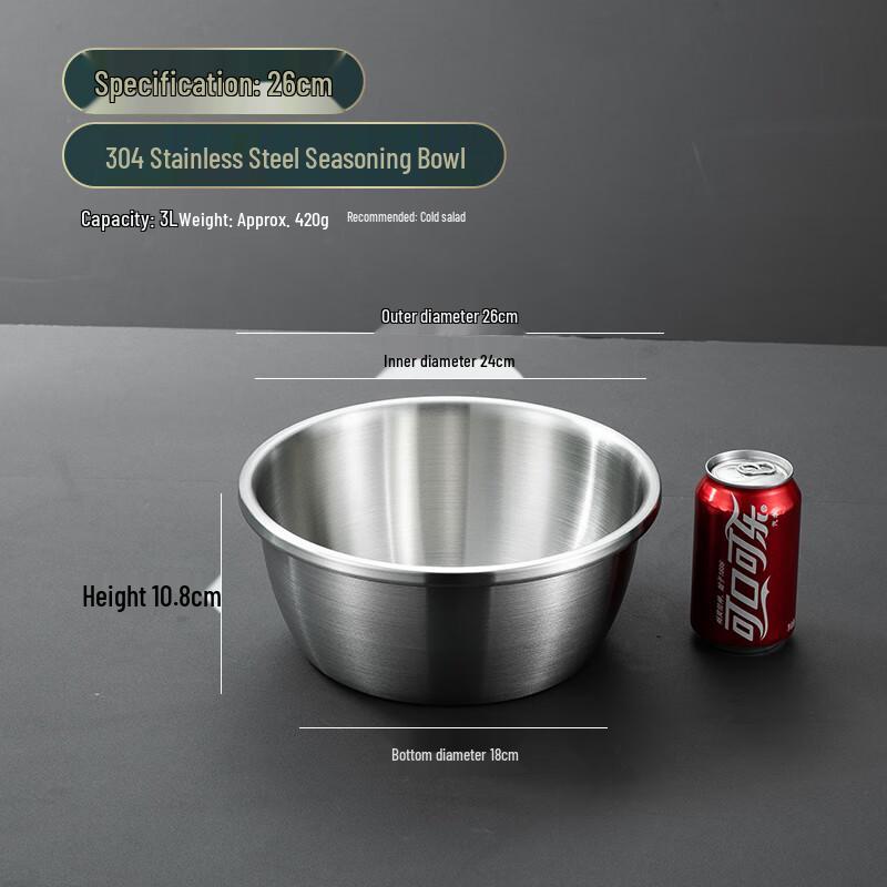 Sa Jiao Commercial 304 Stainless Steel Dough Mixing Bowl