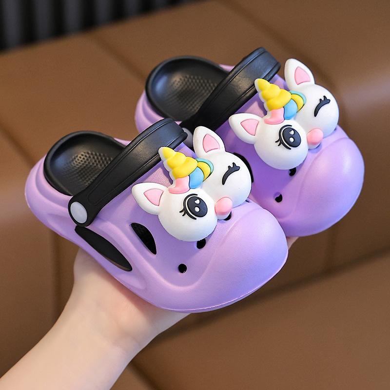 Unicorn Girl Children's Summer Sandals Cute Cartoon Princess Baby Kids Indoor Non-Slip Girls' Clogs