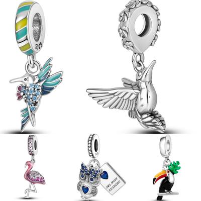 Copper Owl Peacock Parrot Bird Series Charm Bead Pendants Fits Genuine Beautiful Bracelet DoItYourself Jewellery Gift