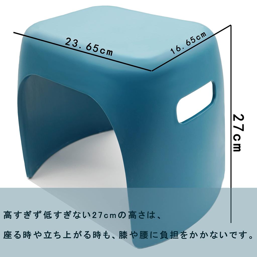 [Exklusiv bei Amazon.co.jp] ATALANTA Duschstuhl, Duschhocker mit rutschfesten Stufen, Antibakterieller Tritthocker, 27 cm hoch (Blau, L), Exklusiv bei Amazon