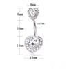 1pcs Red Zircon Curved Heart Belly Button Ring 14G Sexy Body Navel Piercing Nombril for Women Stainless Steel Blue Color Belly R