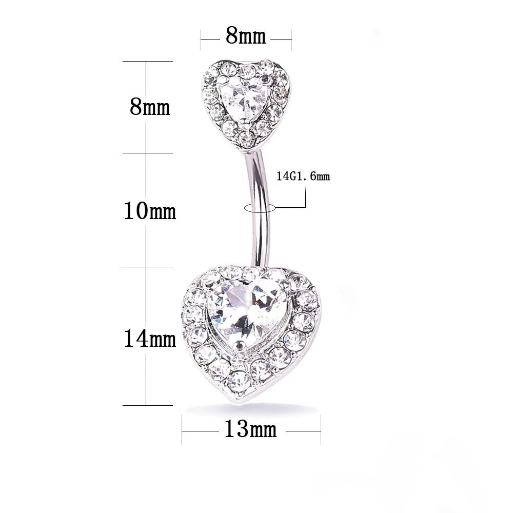 1pcs Red Zircon Curved Heart Belly Button Ring 14G Sexy Body Navel Piercing Nombril for Women Stainless Steel Blue Color Belly R