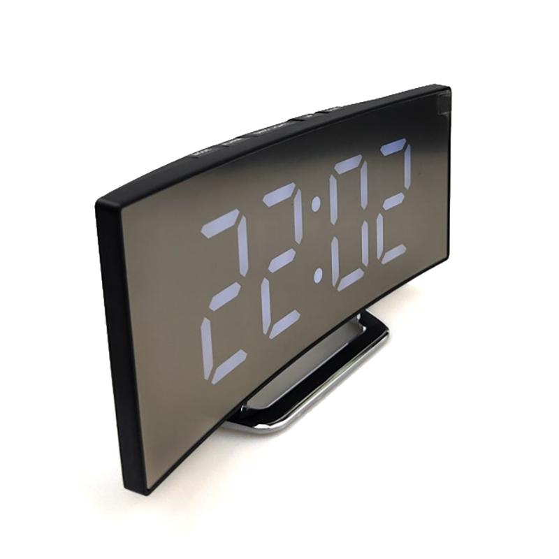Kreatywny zegar elektroniczny duży ekran zakrzywiony dzwonek elektroniczny lustro LED