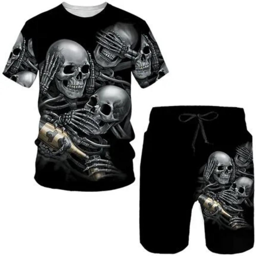 Fashion Versatile Printed Short Sleeve Shorts Set Casual Simple Sportswear Daily Comfort Sport Wear Men’s