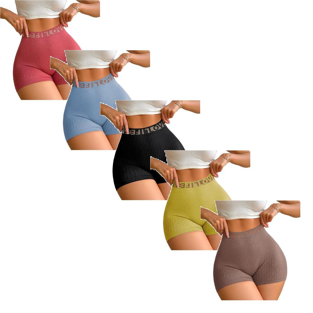 High Waist Women's Sports Shorts Seamless Stretchy Boxer Briefs Five Pack Comfortable Breathable Lightweight Underwear for Daily Wear
