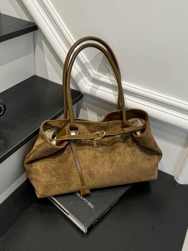 Duchess Retro 2025 Autumn Suede Underarm Tote – Large Capacity Women's Commuter Handbag