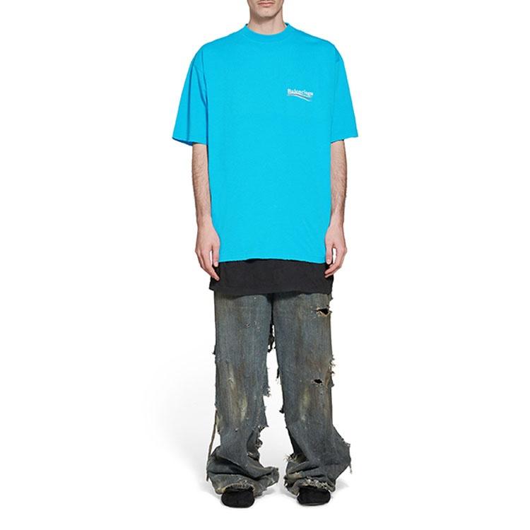 Balenciaga Political Campaign T-shirt Large Fit 'Blue Sky' Men's 641675TNVG54760