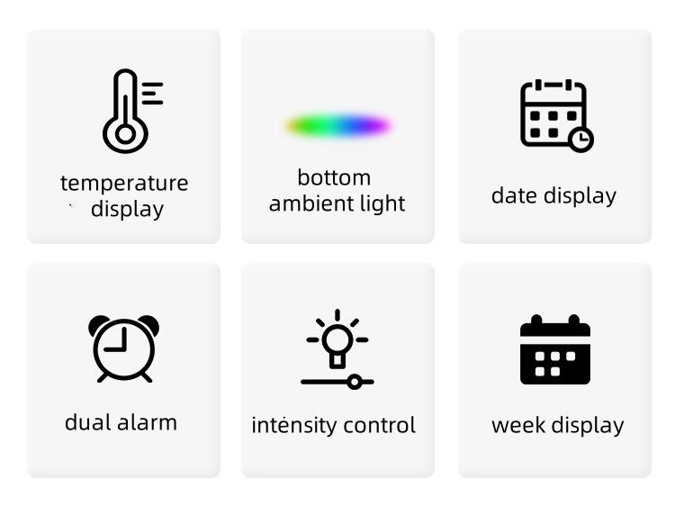 Factory Direct New Led Large-character Digital Clock Multifunctional Digital & Analog Alarm Clock With Snooze Date Atmosphere Li