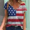 Summer American Flag USA 3D Print T-shirts Women Streetwear T Shirt Y2k Tops V-Neck Sports Tees Girl Oversized Harajuku Clothing