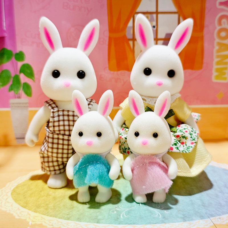 Forest Family Reindeer Rabbit Panda Animal Simulation Dollhouse Furniture Toy Set House Accessories Christmas Gifts
