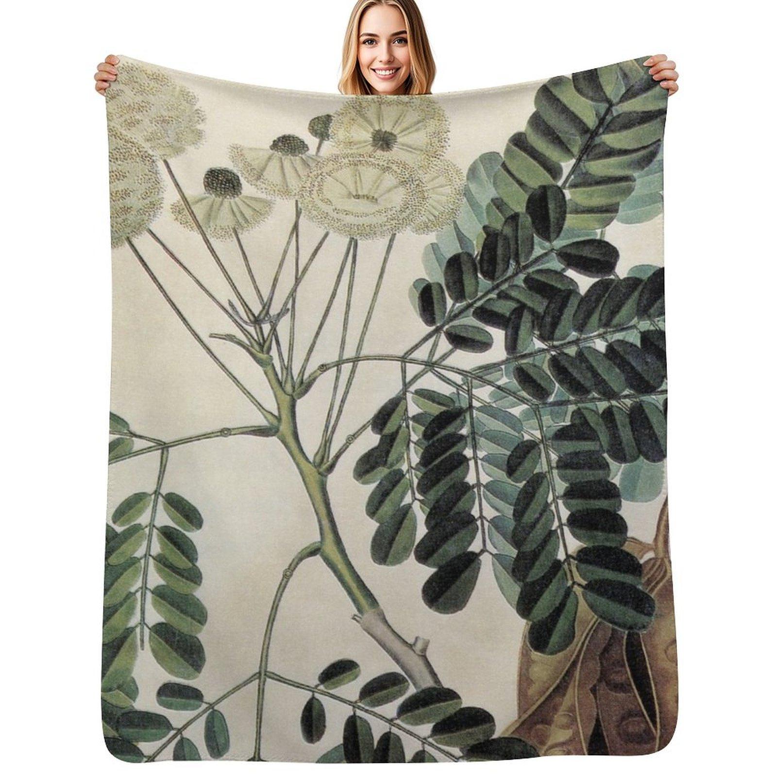

acacia vintage botanical print Throw Blanket Cozy Sofa Blanket for TV Watching Napping 102x76cm(40x30in)