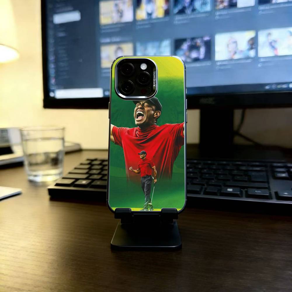 Golf Player Tiger W-Woods Phone Case Phone Case For iPhone 17,16,15,14,13,12PluPro Max,XS,Colorful Silver Phone case Funda Cover iPhone12