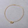 Premium Metal Brass Plated 18K Real Gold Inlaid With Zircon Pig Nose Clavicle Chain Simple Necklace