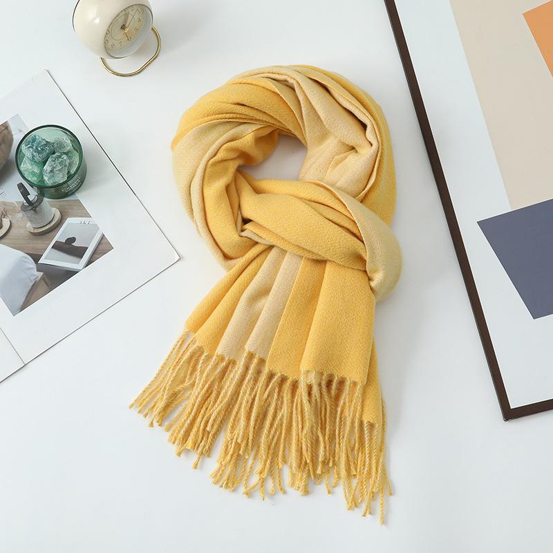 Double-sided Two-color Scarf for Women Autumn and Winter High End New Wool Scarf Shawl Imitation Cashmere Scarf