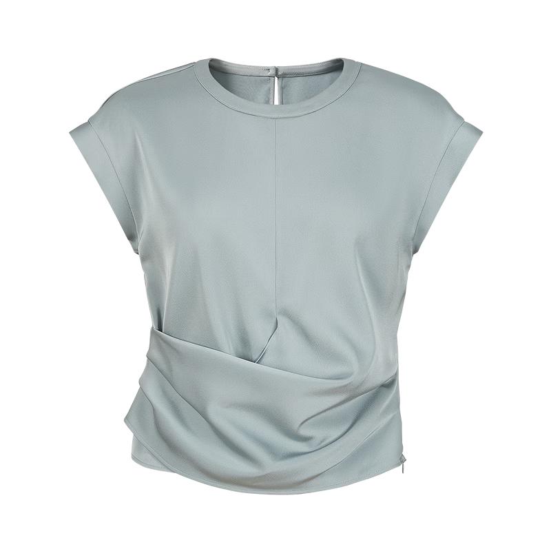 

Anna Kou Relaxed Fit Twisted Waist Round Neck Top XL